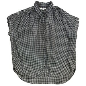 Madewell Gingham Check Short Sleeve Button Up Shirt Women's Size L